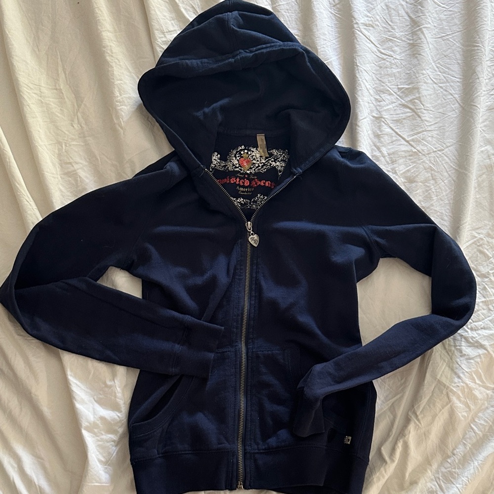 Twisted Heart Navy Hoodie Jacket